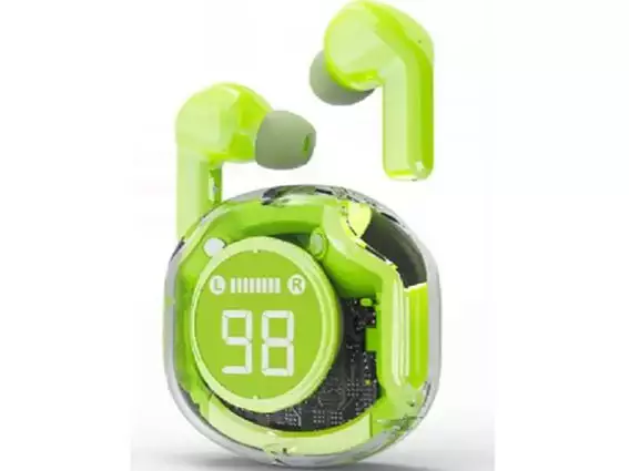 TWST-01-G Gembird bluetooth V5.4 slusalice, TWS, LCD, Transparent, green*499*