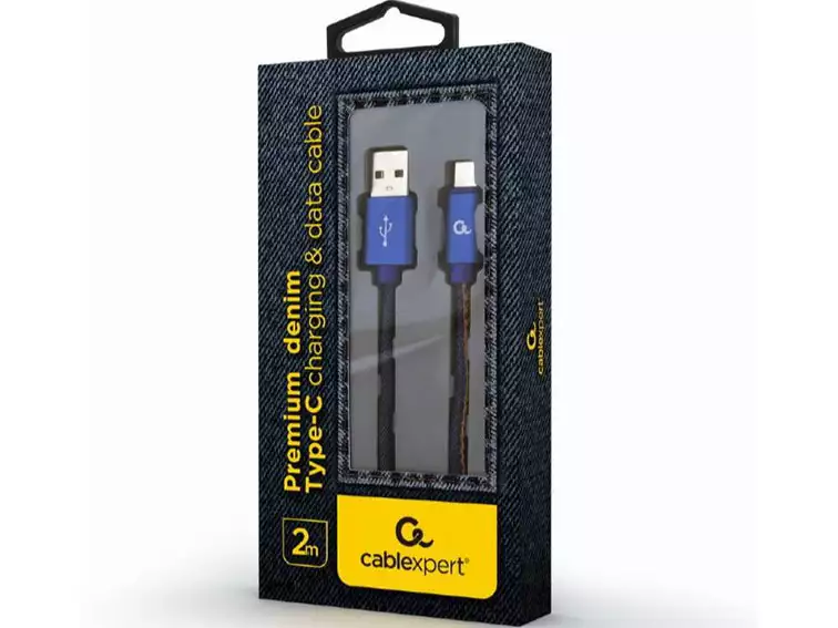 CC-USB2J-AMCM-2M-BL Gembird Premium jeans (denim) Type-C USB cable with metal connectors, 2 m, blue*213*