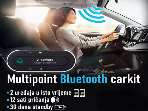 BTCC-03 Gembird Handsfree Zvucnik - Spikerfon za Auto, Multipoint Bluetooth carkit*693*