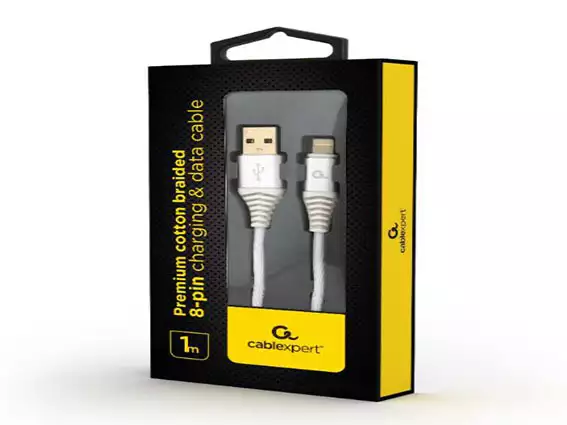 CC-USB2B-AMLM-1M-BW2 Gembird Premium cotton braided 8-pin charging and data cable, 1m, silver/white*176*