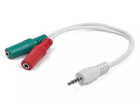 CCA-417W Gembird 2x 3.5 mm(slusalice i mikrofon) adapter na 1x 3.5mm(4 pin) cable, 0.2 m bijeli*084*