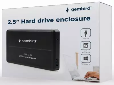 EE2-U3S-2 Gembird USB 3.0 Externo kuciste za 2.5 SATA hard diskove, aluminium, crni*666*