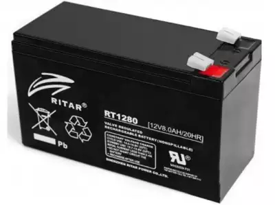 RITAR 12V-8Ah, RT1280 Olovna VRLA baterija, 151×65×99, 2.31KG, BLACK*1210*