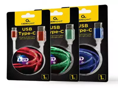 CC-USB-CMLED-1M Gembird Type-C charging and data cable, LED light effect,2 A (10W), 1m MIX*273*