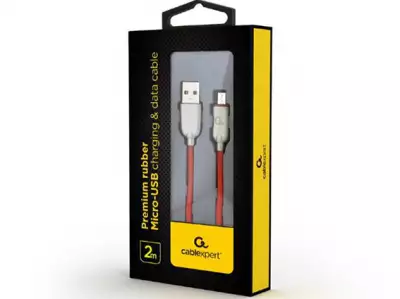 CC-USB2R-AMmBM-2M-R Gembird Premium rubber Micro-USB charging and data cable, 2m, red*231*