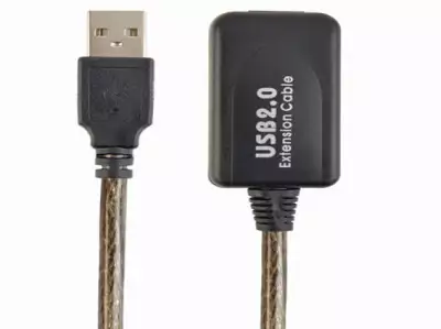 UAE-01-10M Gembird USB 2.0 active extension cable, black color, bulk package, 10m*748*