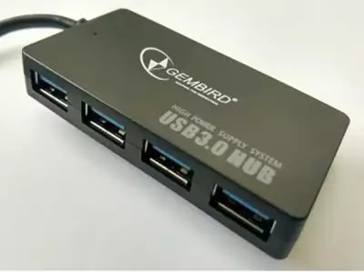 UHB-U3P4-03 Gembird HUB 4 USB3.0 4-port, storage speed 5Gbps, black*561*