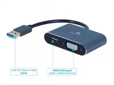A-USB3-HDMIVGA-01 Gembird USB to HDMI + VGA display adapter, space grey*1343*