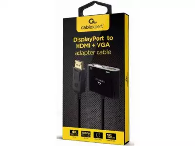 A-DPM-HDMIFVGAF-01 Gembird DisplayPort male to HDMI female + VGA female adapter cable, black*991*