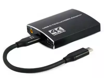 A-CM-HDMIF2-01 Gembird USB-C to dual HDMI adapter, 4K 60Hz, black*2108*
