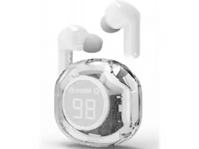 TWST-01-W Gembird bluetooth V5.4 slusalice, TWS, LCD, Transparent, white*499*