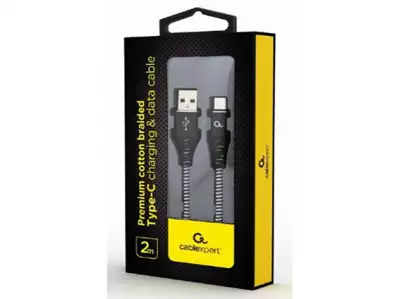CC-USB2B-AMCM-2M-BW Gembird Premium cotton braided Type-C USB charging -data cable,2m, black/white*206*